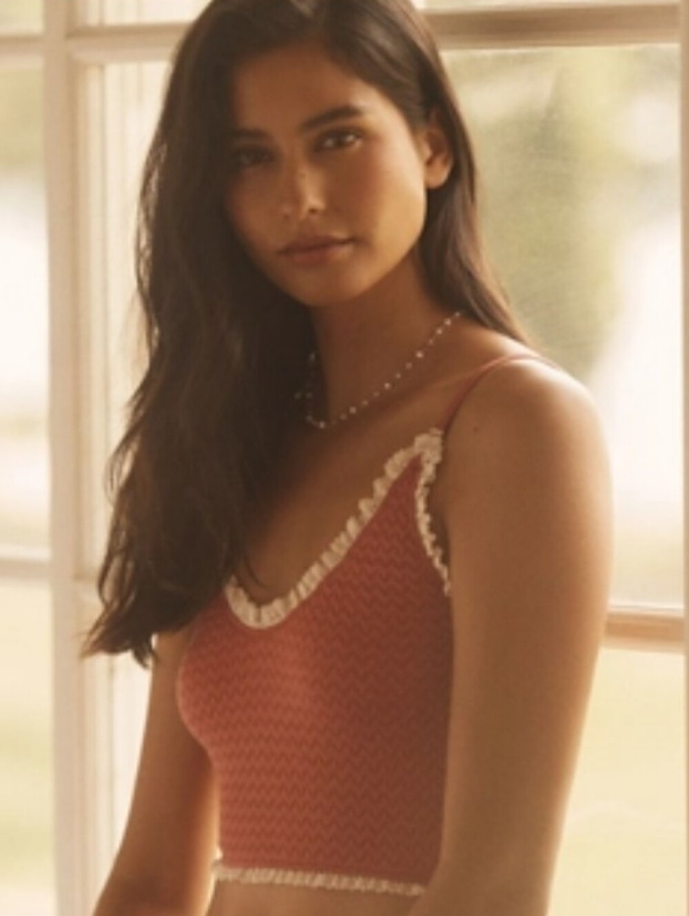 NWT Anthropologie Lace-Trim Cropped Tank Top